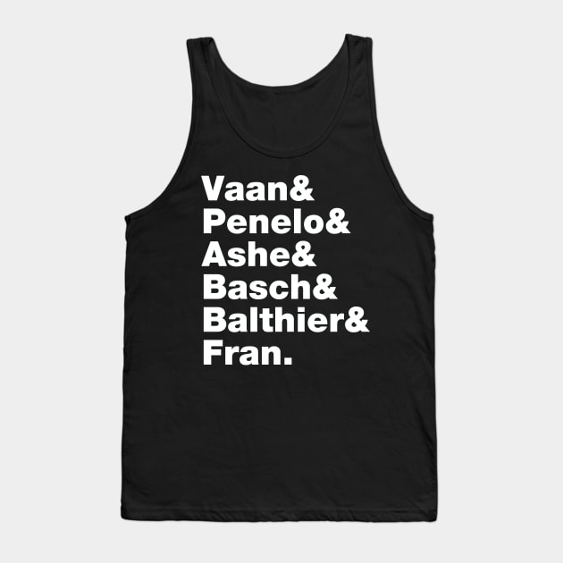 Final Fantasy 12 Characters (White Text) Tank Top by inotyler
